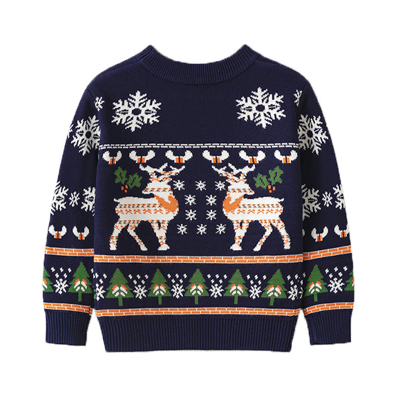 Children's Boys' Cartoon Pullover Knitwear Girls' Christmas Elk Sweater