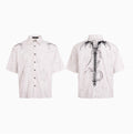 Spine Snake-shaped Shoulder Pad White Shirt Men's Beaded Gold-plated Short Sleeve