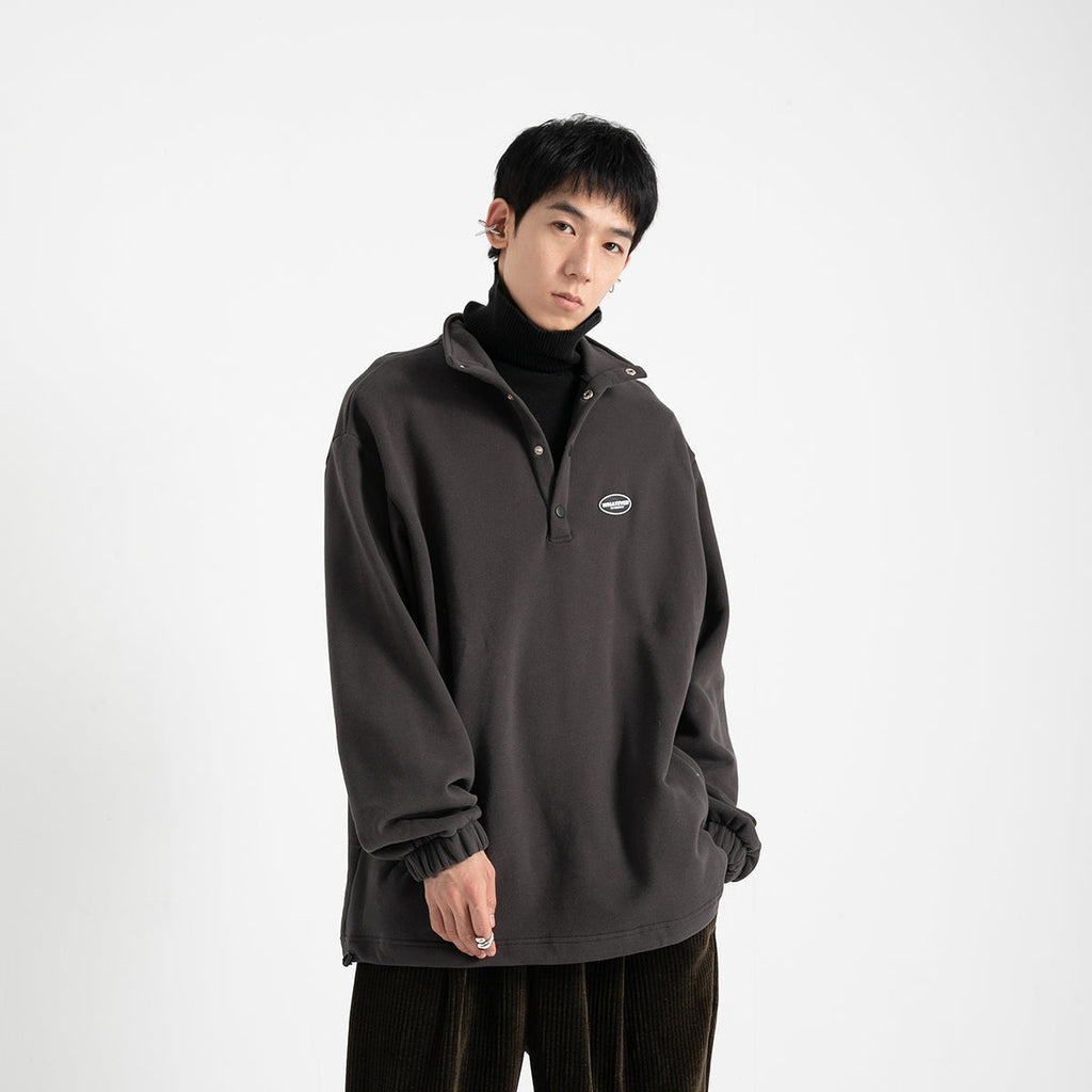 Loose and Thick Casual Retro Stand Collar Plus Velvet Pullover Sweater