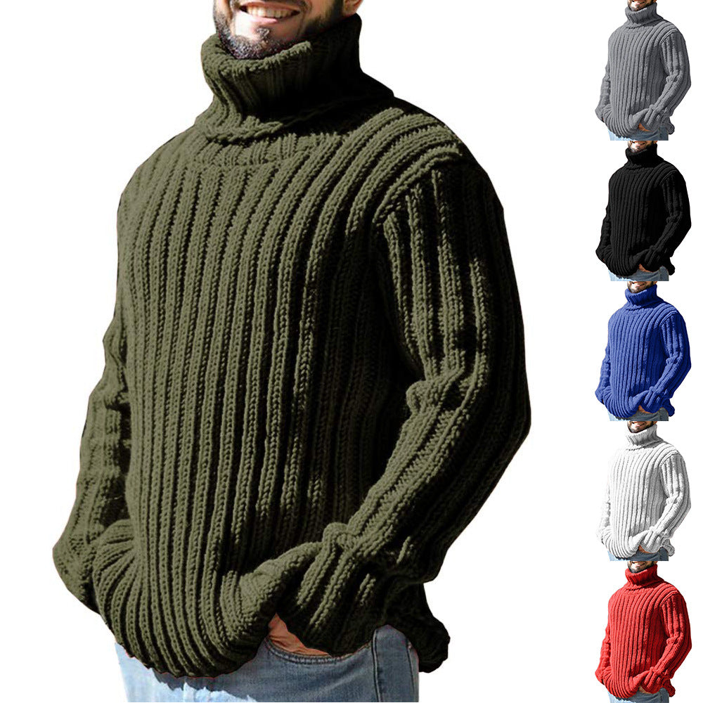 Men's Solid Color Slim Fit Knit Top Autumn And Winter New Sweater Fashion European And American Style