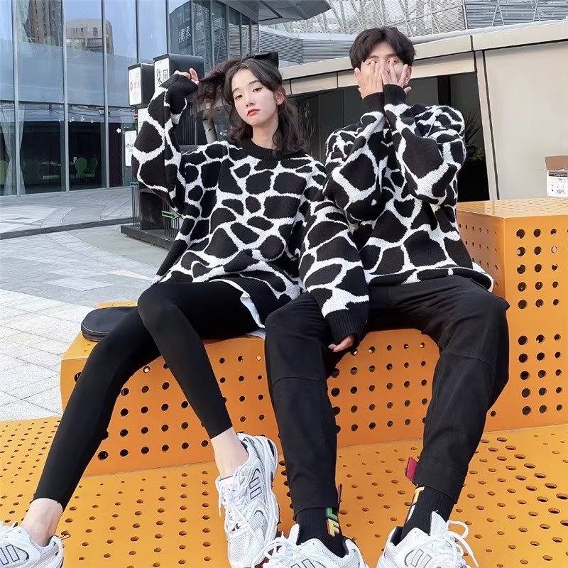 Autumn And Winter New Couple Zebra Thermal Bottoming Shirt Loose All-match Casual Woolen Yarn Sweater