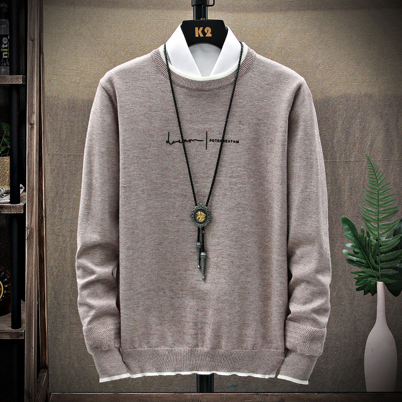 Men's Sweater Round Neck Slim Knit Sweater