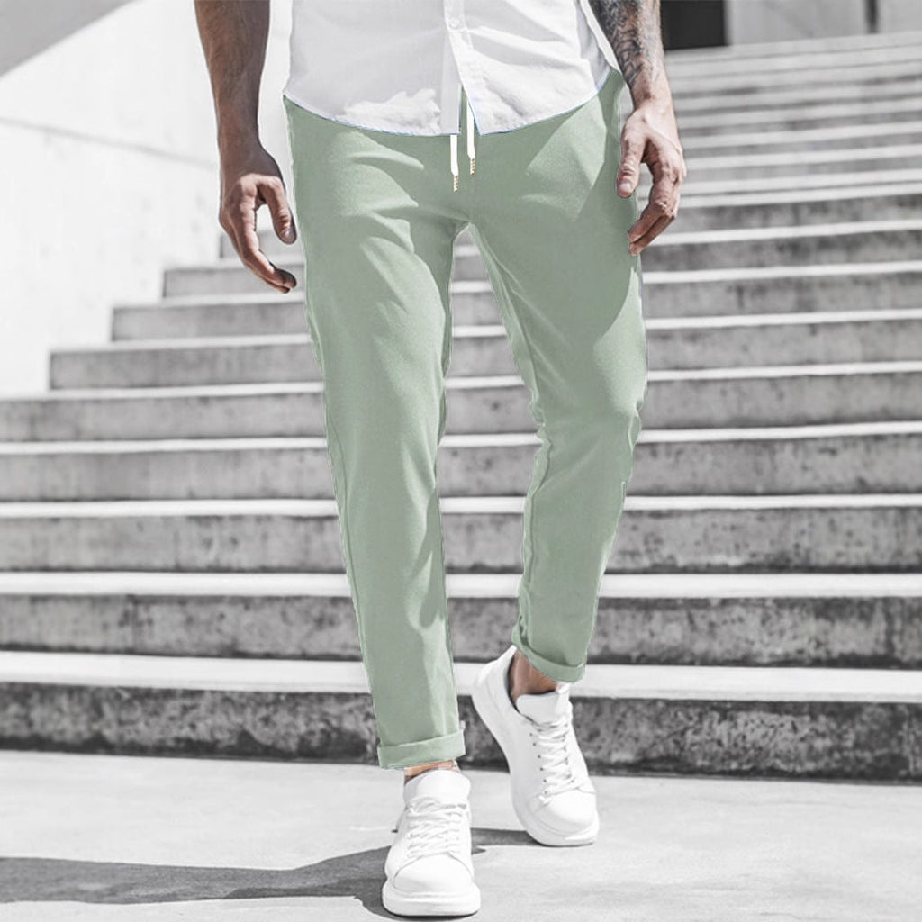 Solid Color Casual Pocket Trousers For Men