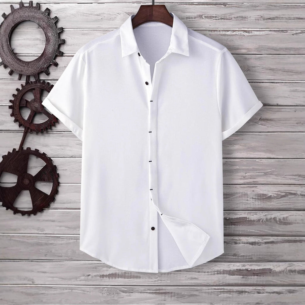 Men's Short Sleeve Loose Solid Color Shirt