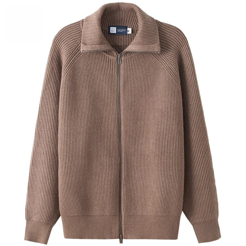 Autumn And Winter Zip-up Knit Cardigan Turtleneck Sweater For Men