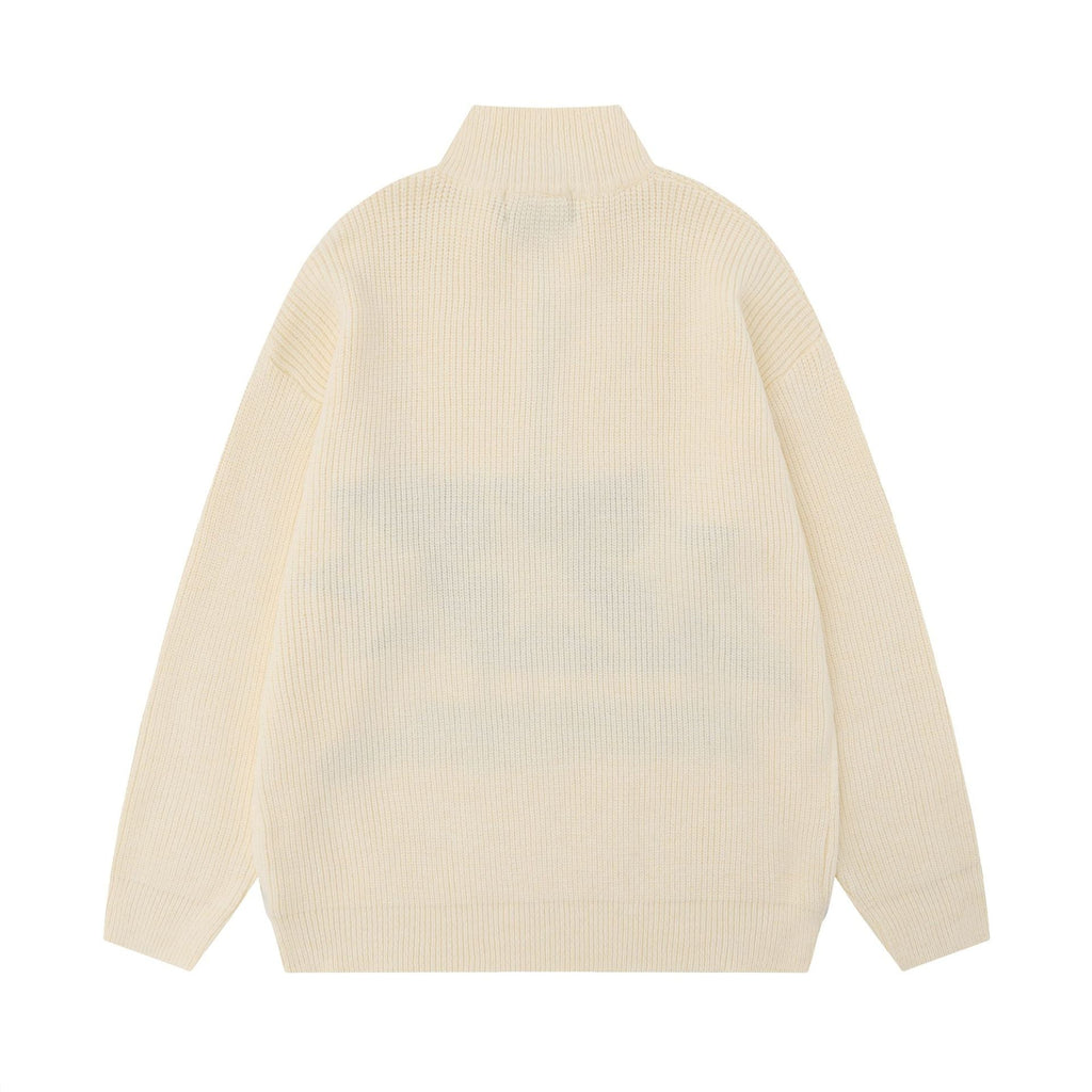 Men's Vintage XINGX Embroidered Stand Collar Sweater
