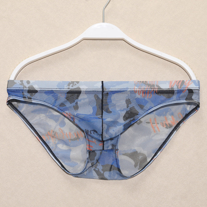 Men's Mesh Breathable Low Waist Printed Briefs