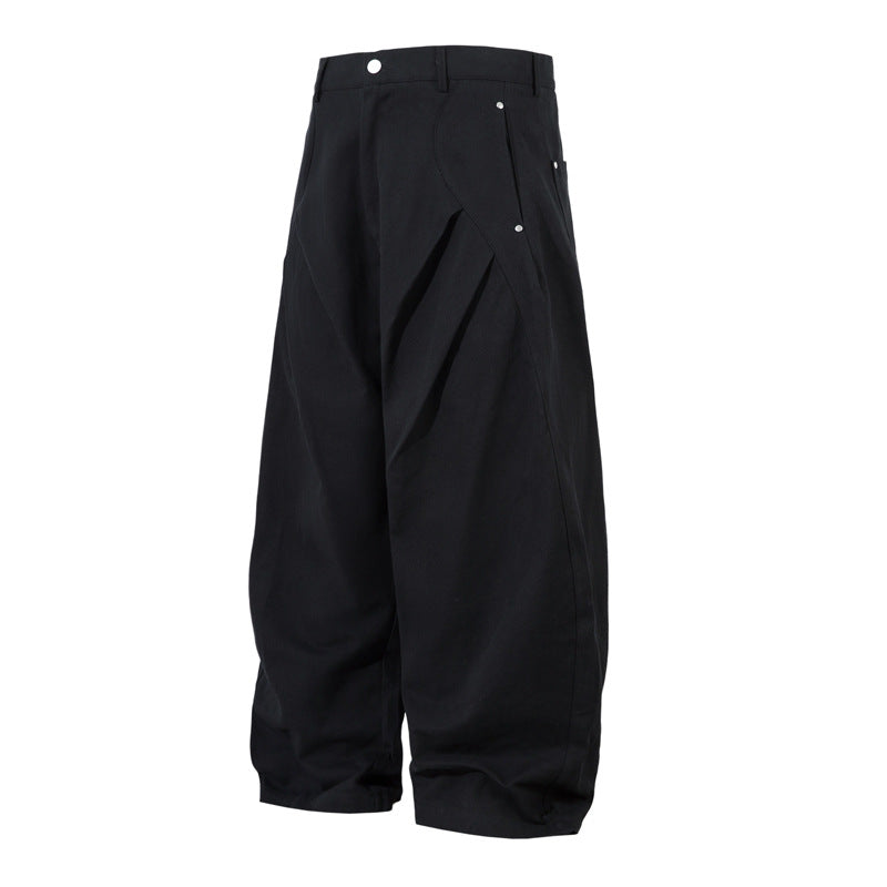 Pleated Machete Casual Pants Men's Loose-fitting Wide-leg Trousers