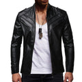 PU Leather Zipper Design Stand-up Collar jacket
