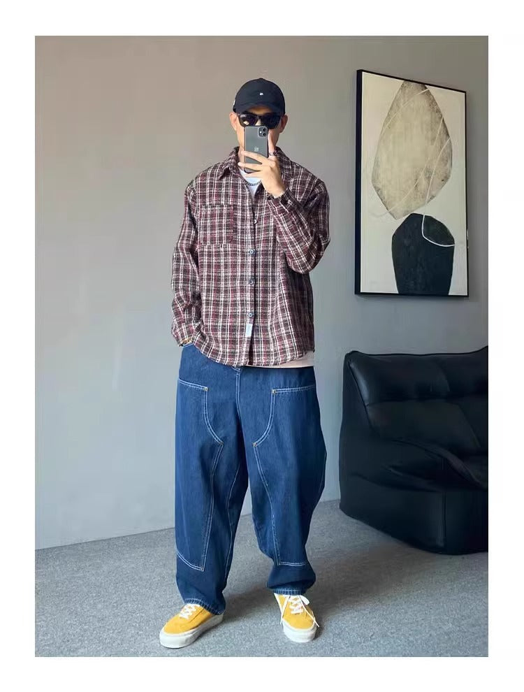 American Casual Pu Shuai Retro Workwear Jeans