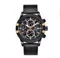 Men's Quartz Watch Sports Calendar Wire Mesh with Men's Quartz Watch
