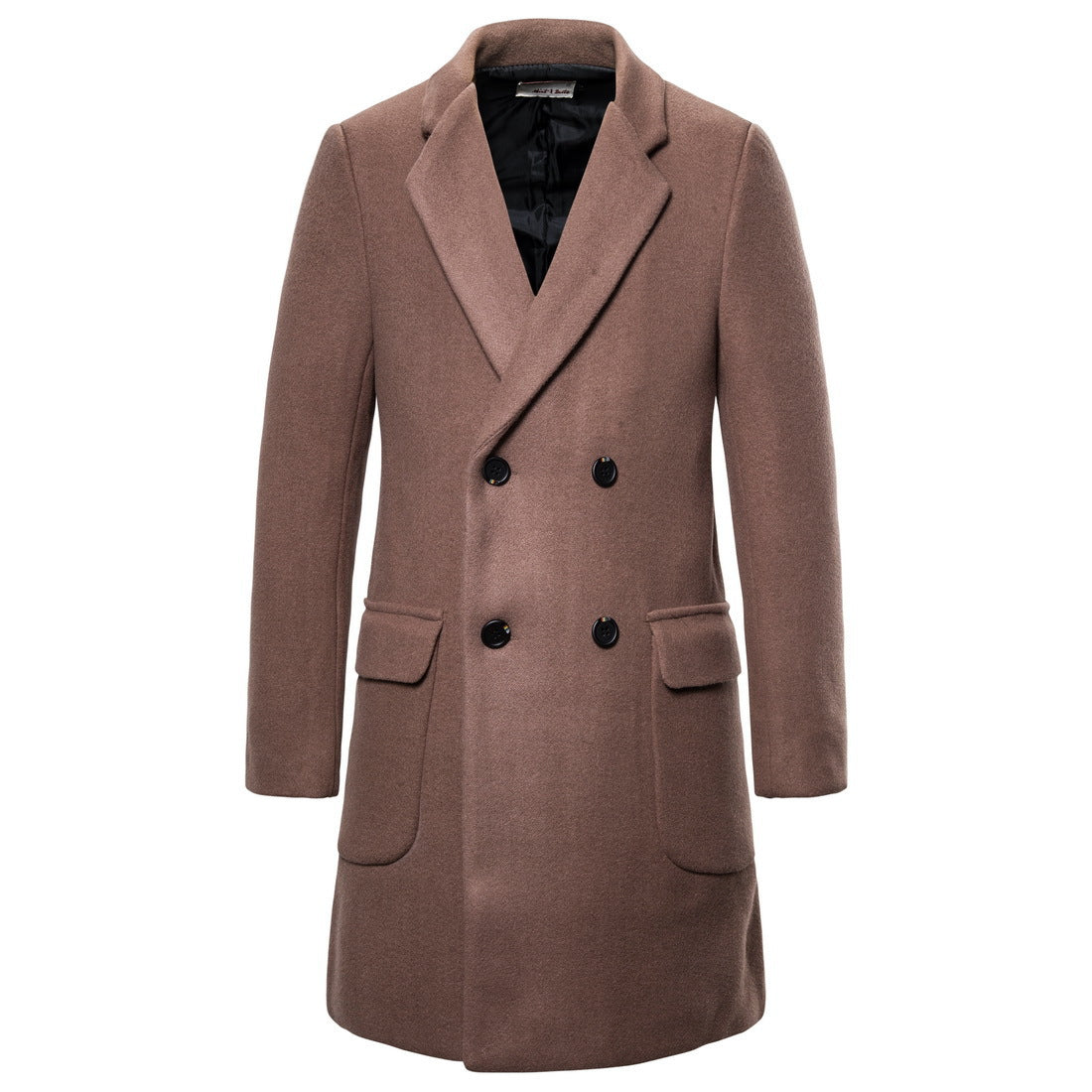 Double-breasted casual woolen coat men's woolen trench coat