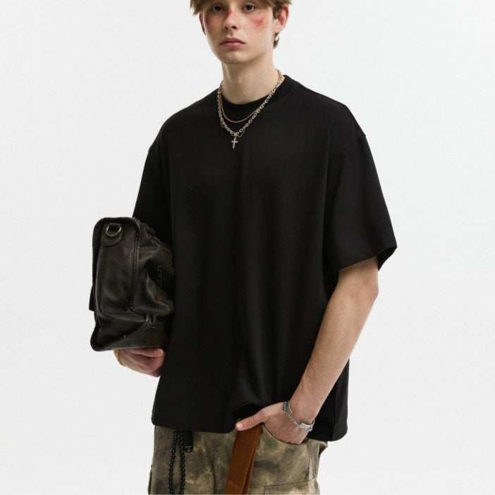 Cuff-turned Color-blocking Cool Short Sleeve Summer Air Layer Quick-dry