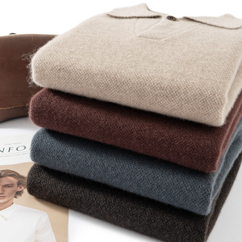 Men's Fashion Lapel Loose Casual Knit Sweater