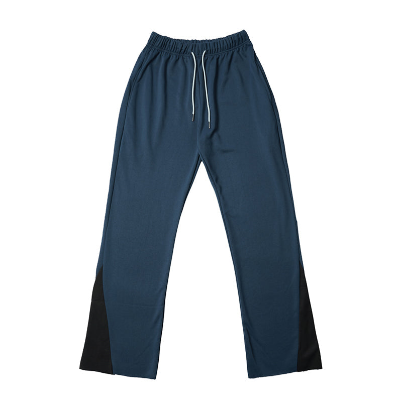 Patchwork loose straight-leg pants