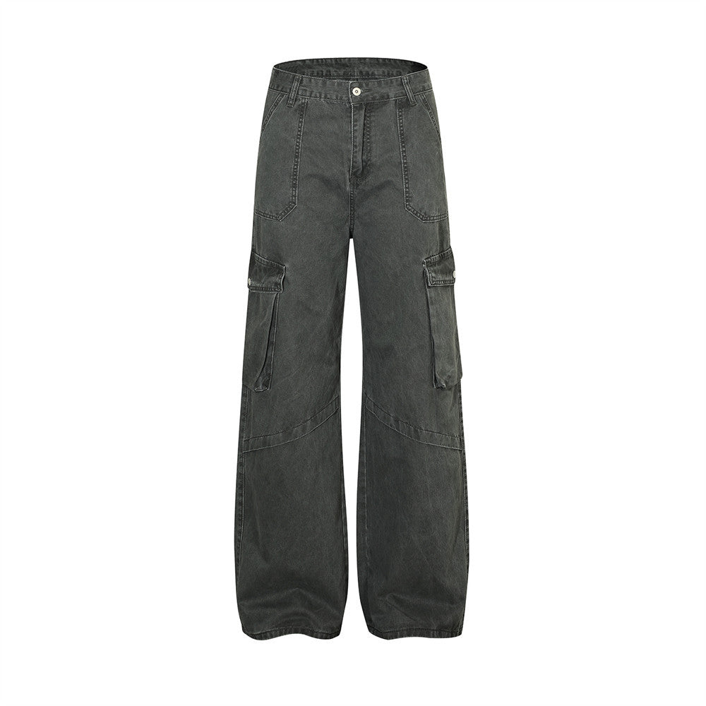 Punk Distressed Washed Denim Overalls Men's Retro