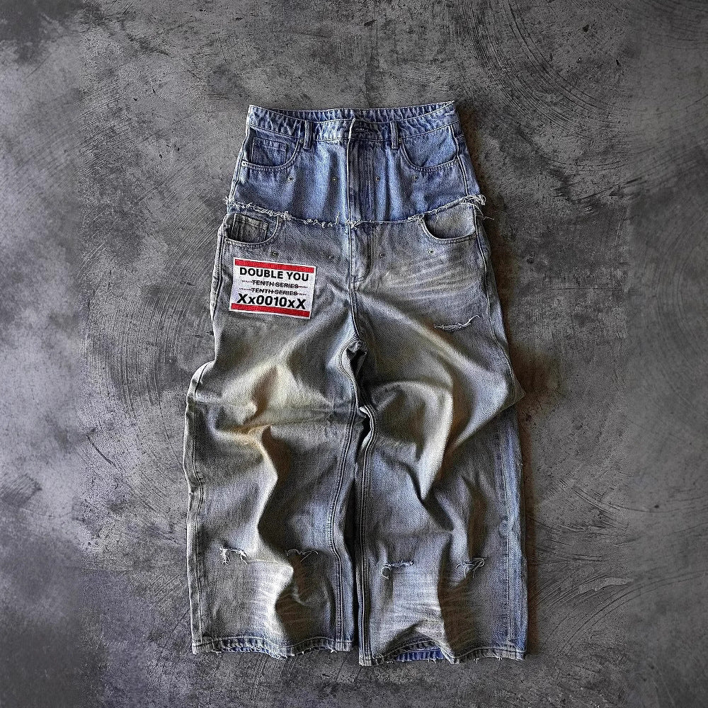 Harajuku Ripped Wide-leg Pants Retro Loose