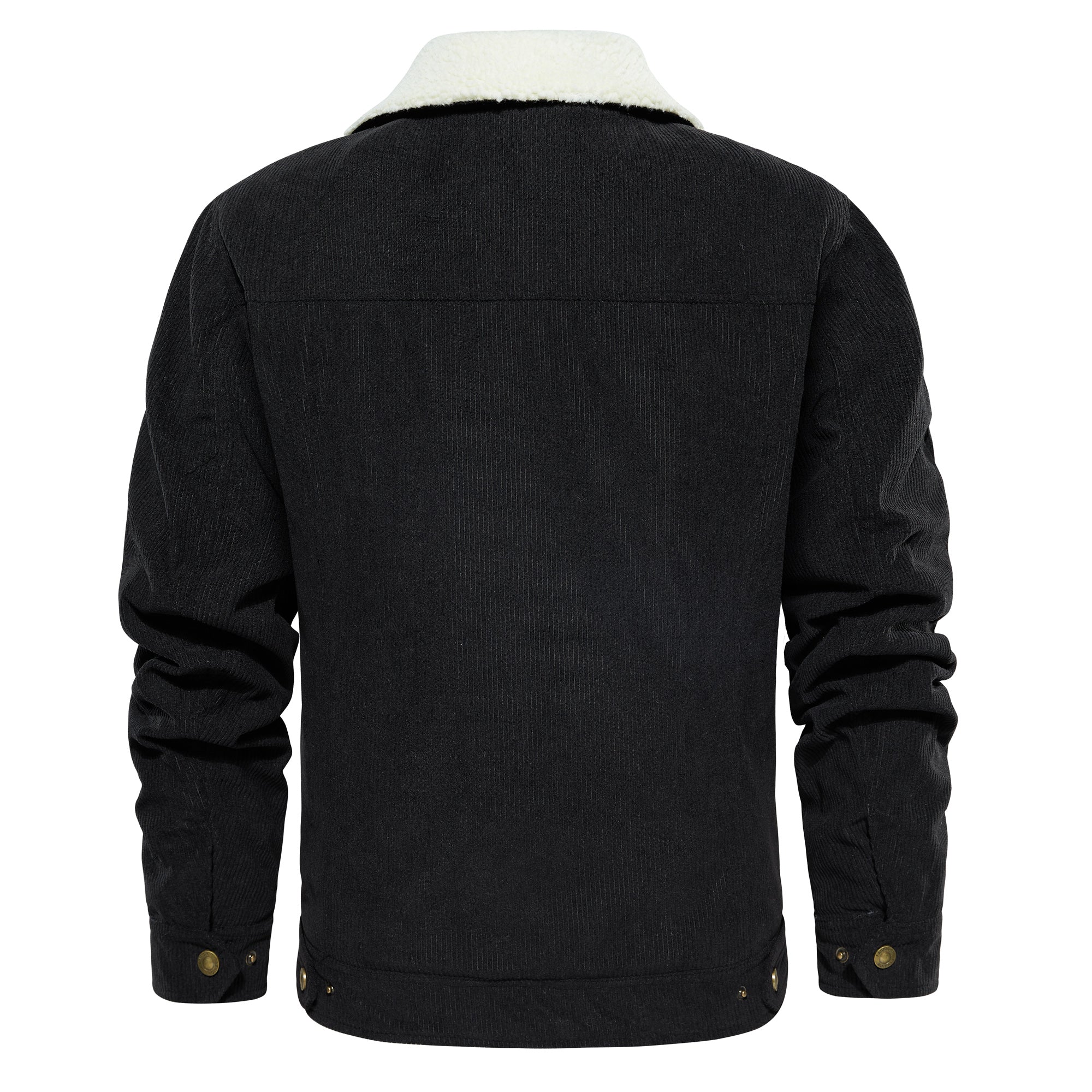 Men's Corduroy Jacket Winter Sherpa Lined Warm Thick Trucker Cargo Coat With 5 Pockets