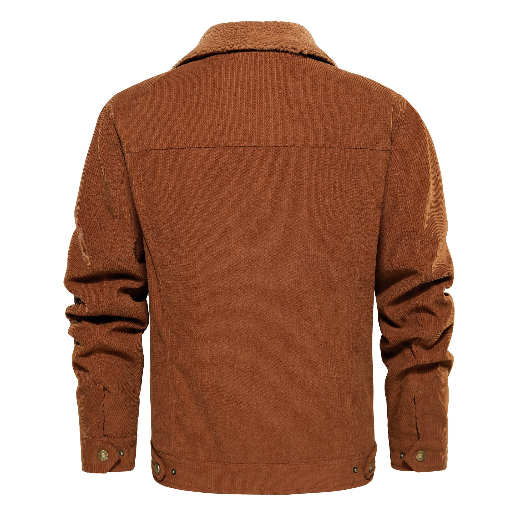 Men's Corduroy Jacket Winter Sherpa Lined Warm Thick Trucker Cargo Coat With 5 Pockets