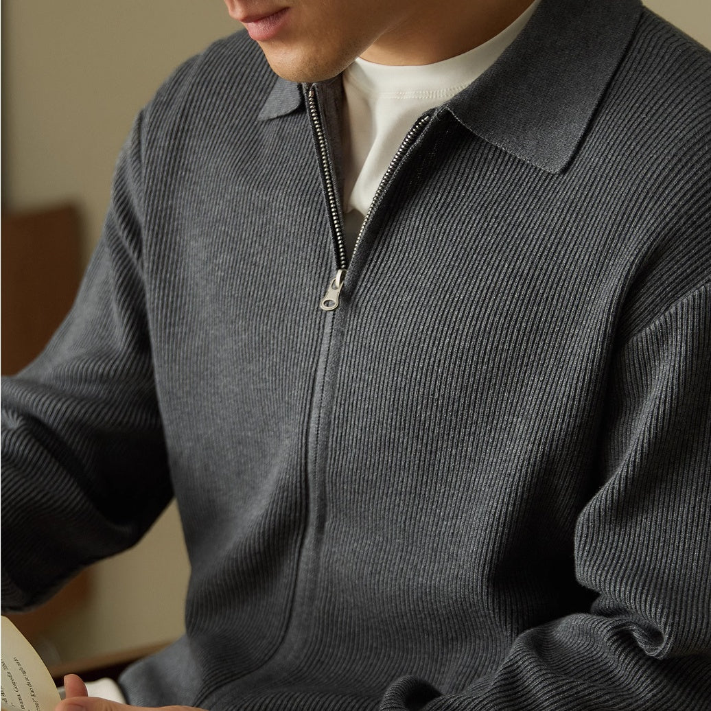 Wool Blended Men's Cardigan Zip Sweater