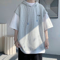 Heavy Plus Size Loose Solid Color Hooded Short Sleeve