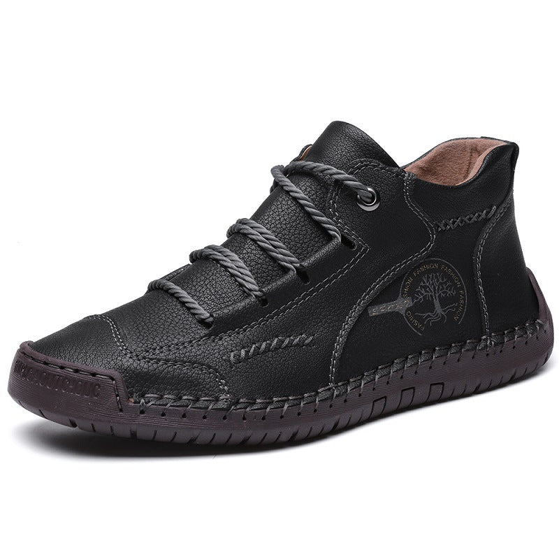 Men's Shoes Short Boots Autumn Sewing Leather Boots High-top Leather Surface