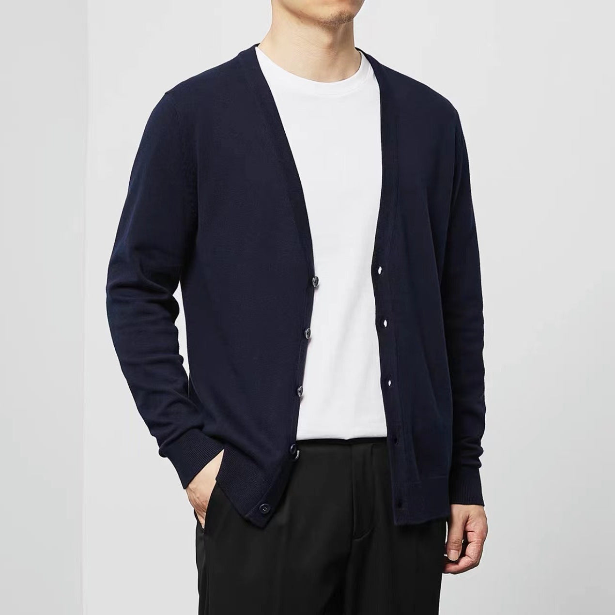 Knitted Cardigan Men's Knitted Shirt Loose Casual