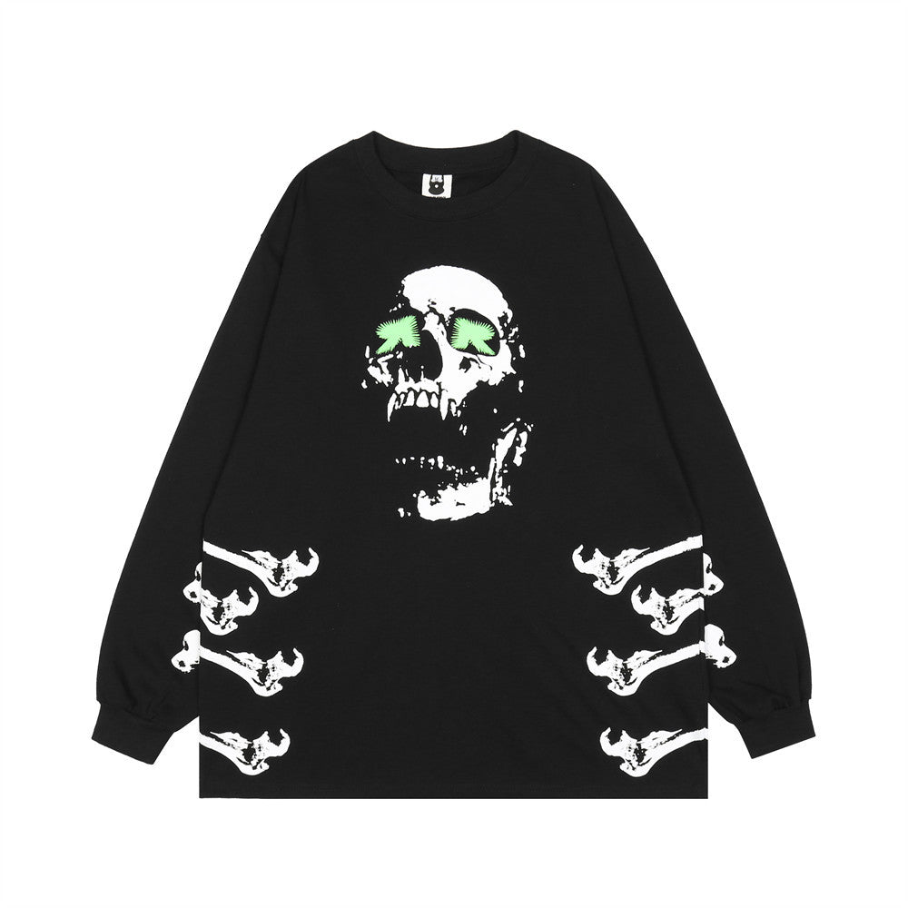 Skull Print Long Sleeve T-Shirt Men's High Street
