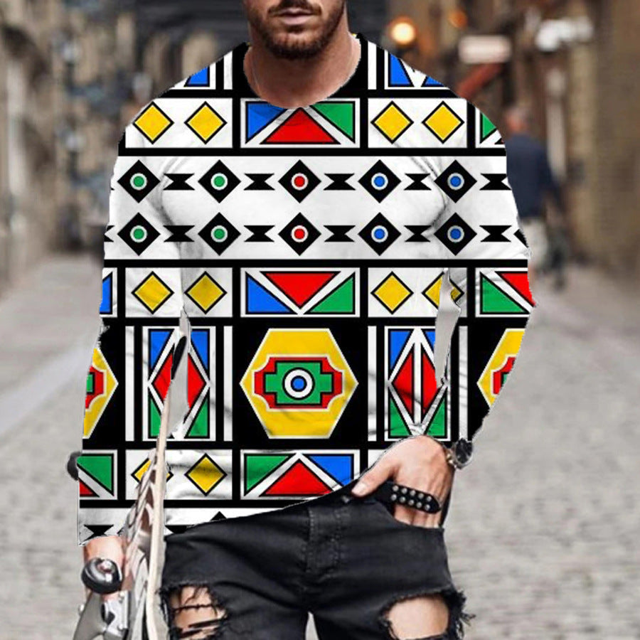 New 3D Digital Printing Color Irregular Geometric Pullover Sweater