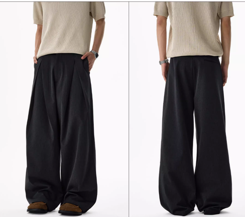 Design Sense Double Pleated Profile Suit Pants Men And Women High Sense