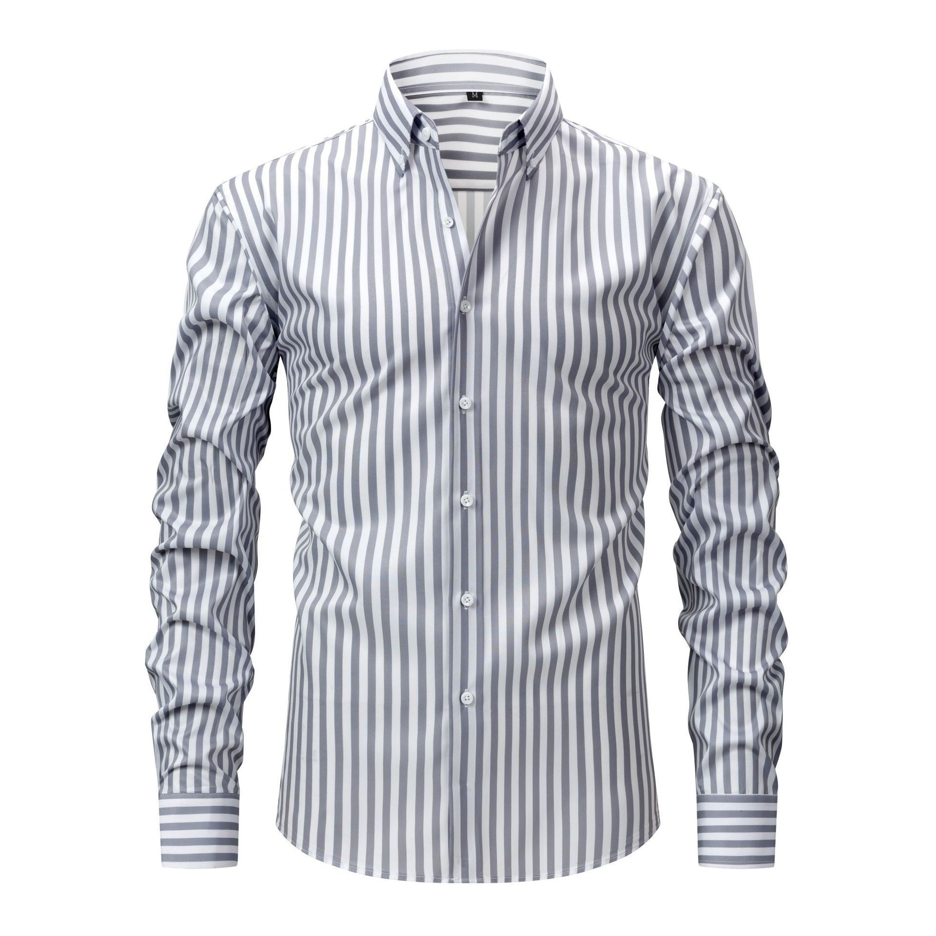 Non-ironing Anti-wrinkle Business Casual Striped Long-sleeved Men's Shirt