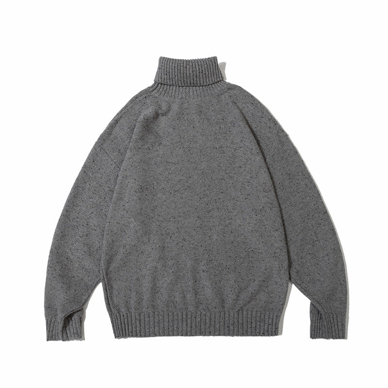 Solid Color Turtleneck Sweater Retro Loose Knitted Top
