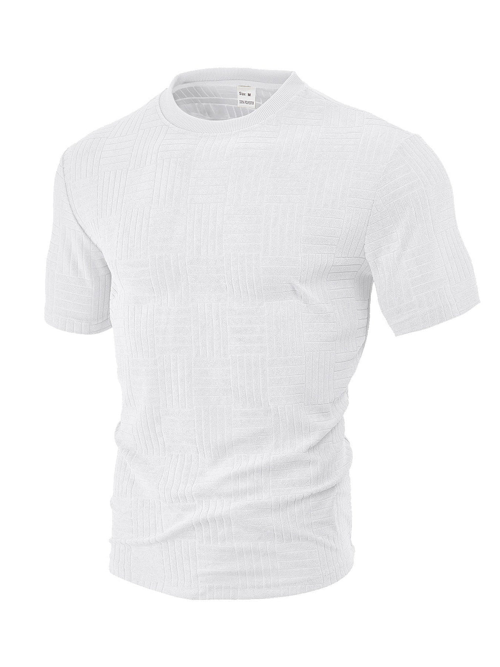 Casual Loose Breathable Round Neck Towel Jacquard Short Sleeve