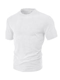Casual Loose Breathable Round Neck Towel Jacquard Short Sleeve