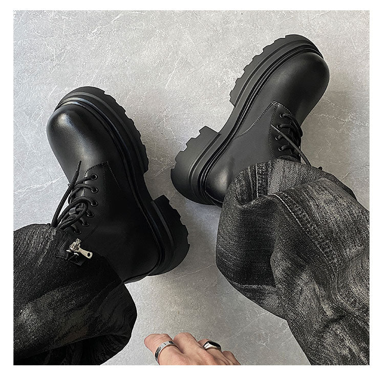 Autumn And Winter Leather Martin Boots High-top Leather Shoes Men's Shoes Fleece-lined