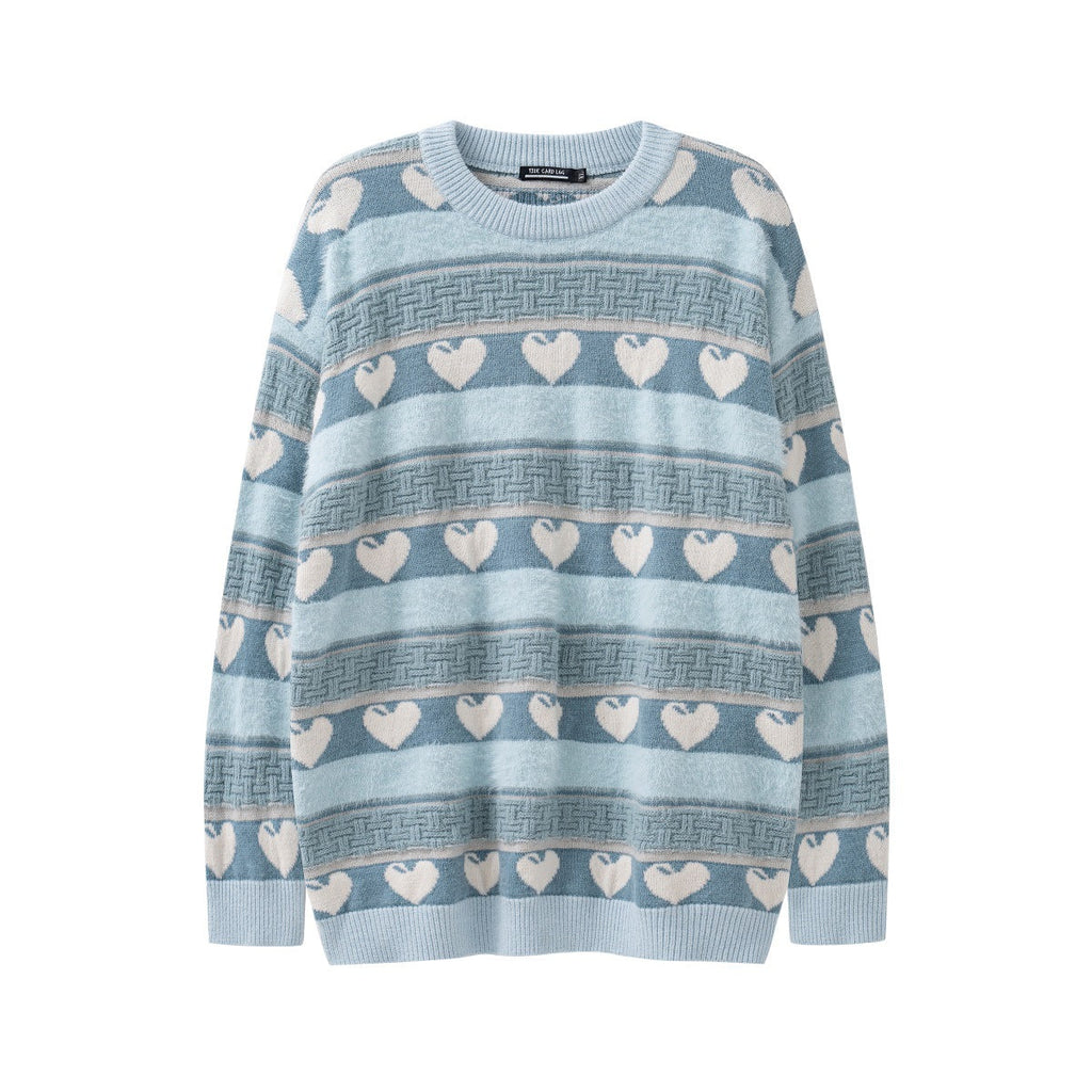 American Retro Contrast Color Knitted Sweater