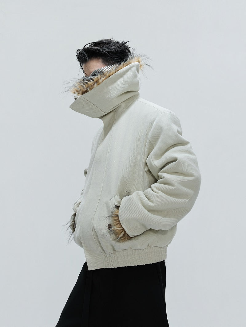Men's Large Lapel Wool Fleece-lined Thickened Cotton Clothing Jacket