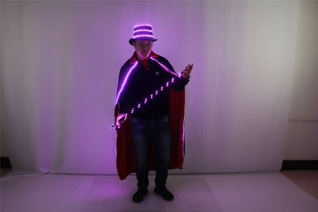 Glowing Led Hat Cloak Cosplay Jazz Dance Magic Crutches