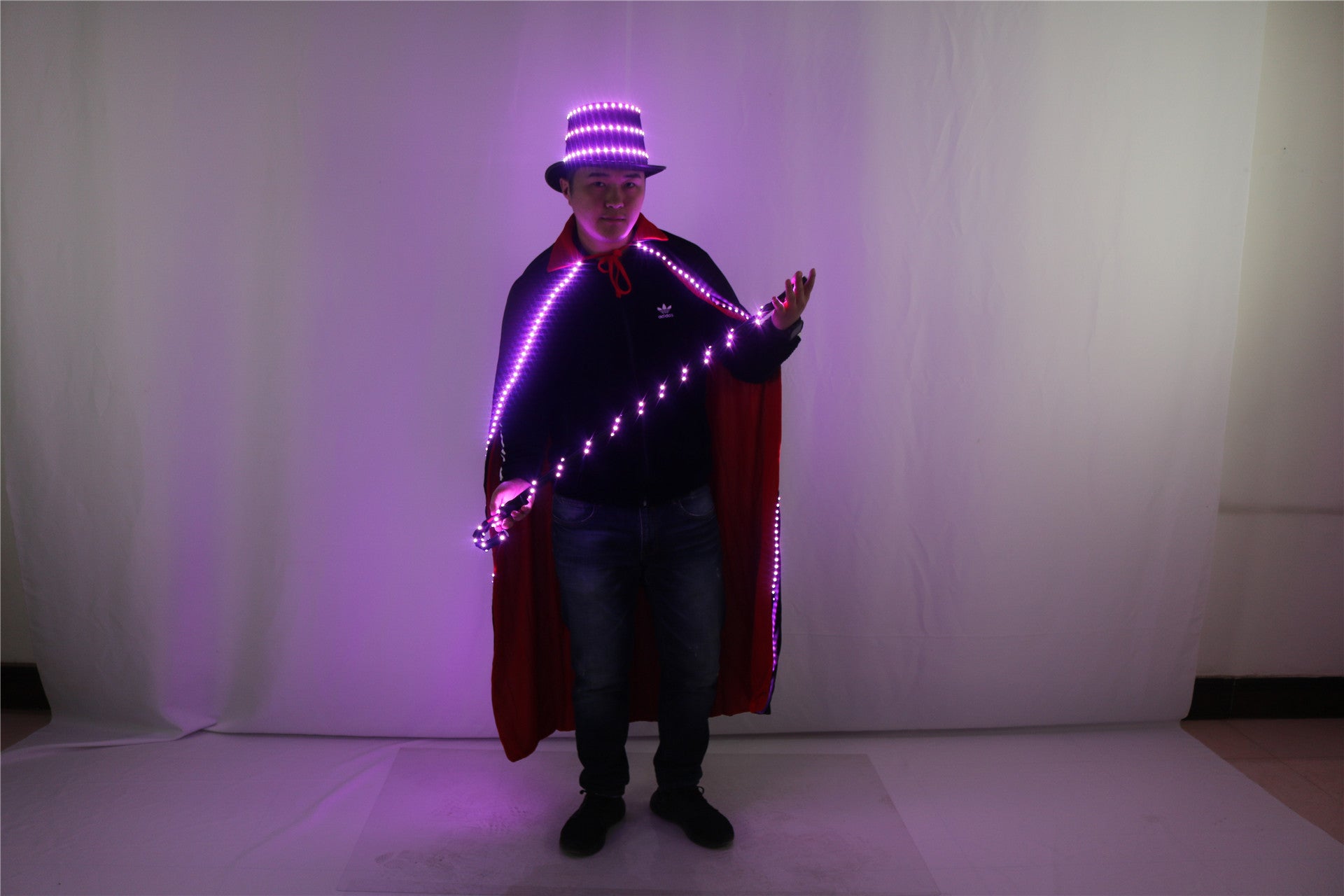 Glowing Led Hat Cloak Cosplay Jazz Dance Magic Crutches