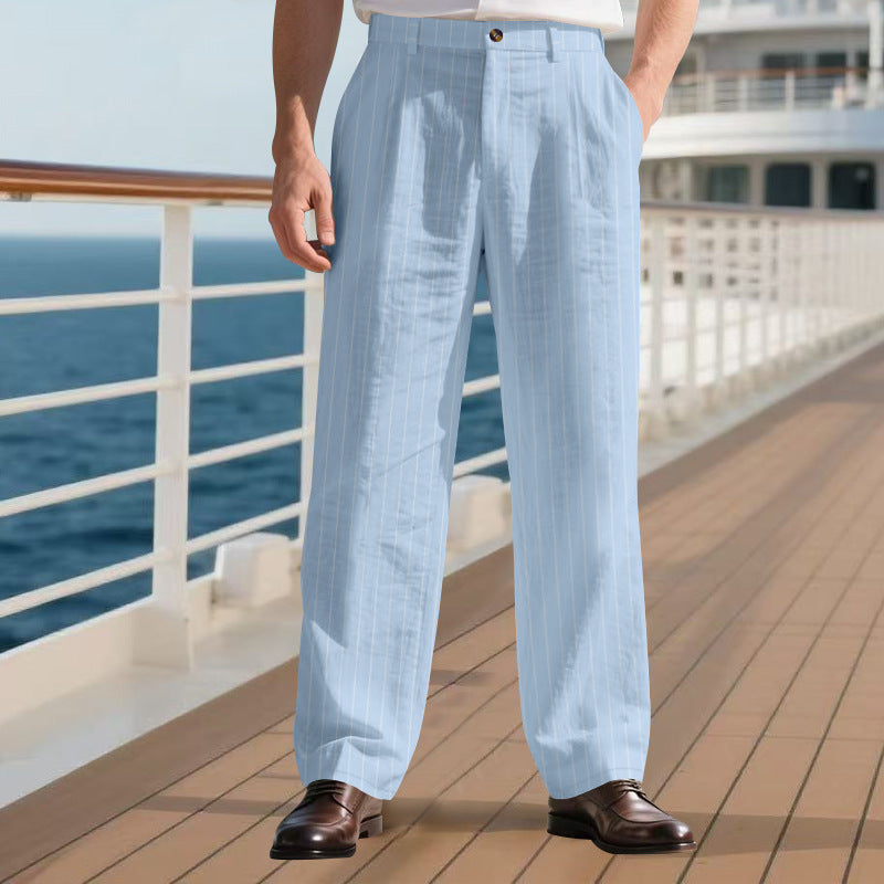 Loose Breathable And Simple Vertical Straight Men's Casual Pants