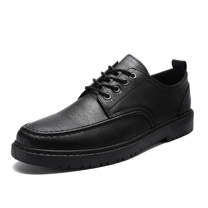 Plus Size Handsome Lace Up Casual Youth British Black Leather Shoes Men