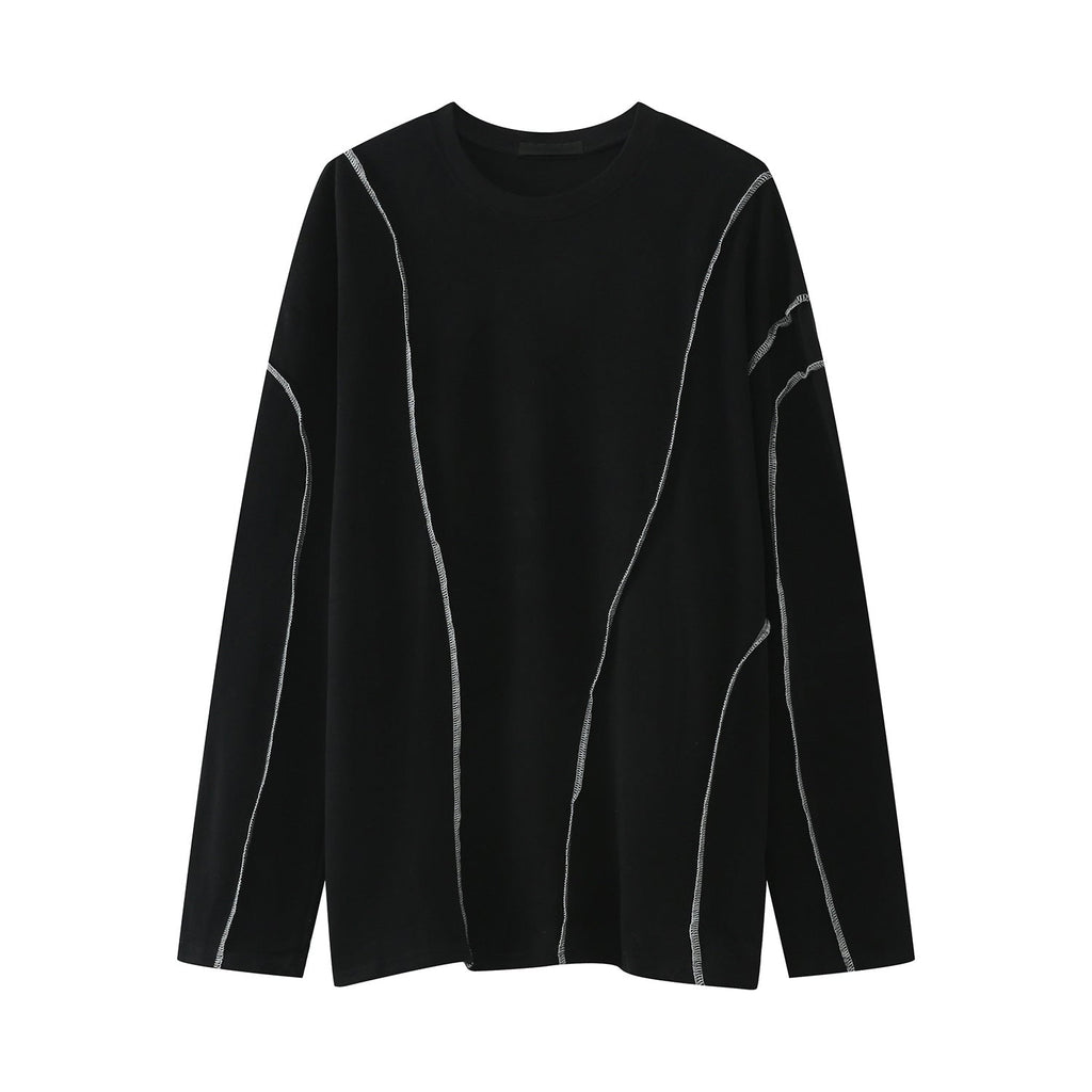 Irregular Topline Design Couples Long Sleeve T-Shirt