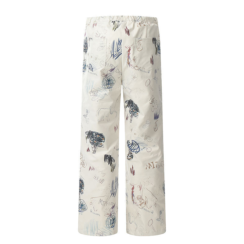 Graffiti Spray Paint Jeans Loose Wide-leg Straight Pants