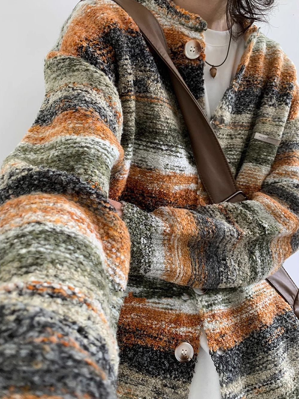 Japanese Street Harajuku Style Knitted Cardigan Gradient Sweater