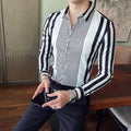Striped Pointed Collar Non-iron Shirt Long Sleeve Casual Ice Silk