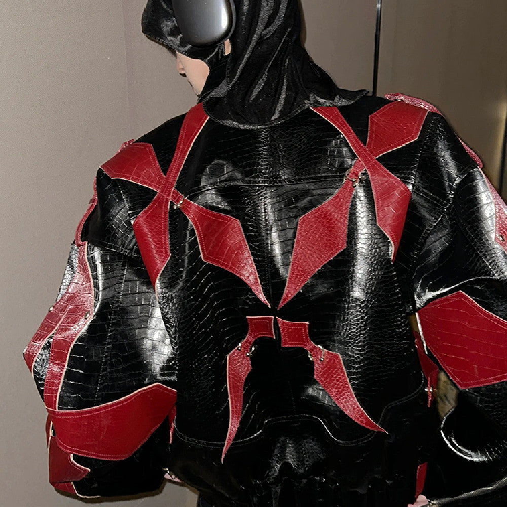 Retro Contrasting Color Patchwork Jacket