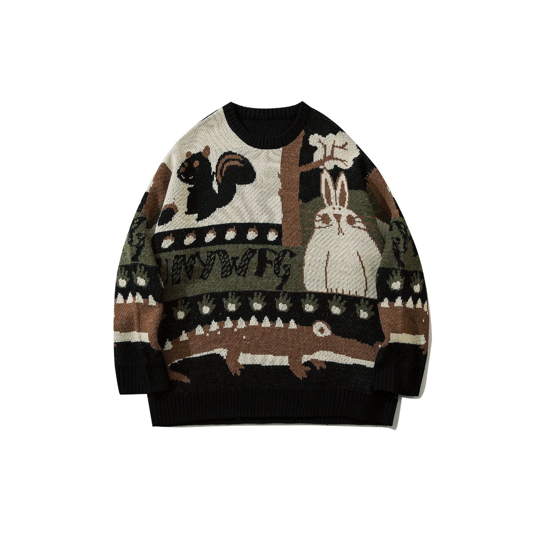 Round Neck Daily Retro Sweater Male Tide Card Autumn And Winter
