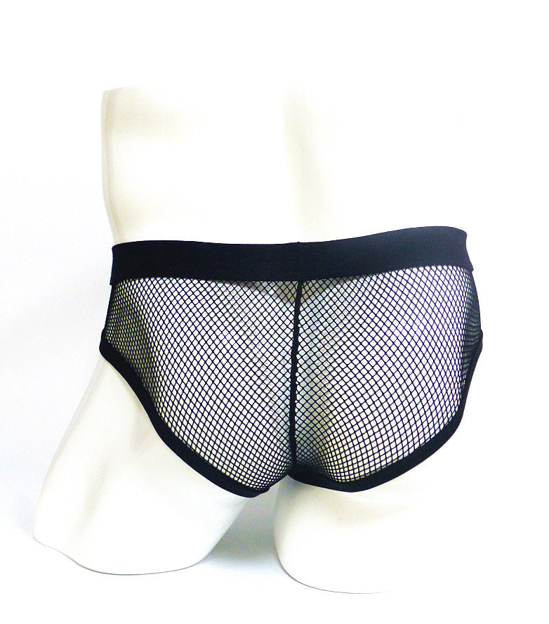 Men's Underwear Transparent Mesh Briefs Low Waist Convex Design Underwear Men