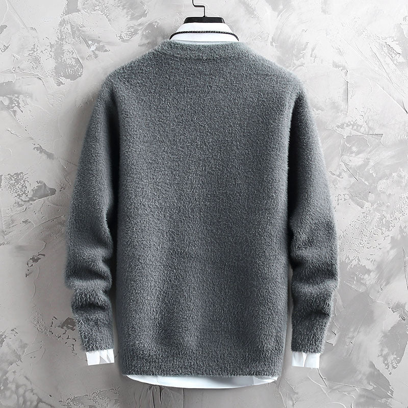 Personalized Jacquard Crew Neck Sweater Men's Autumn And Winter Thickening Tide Brand