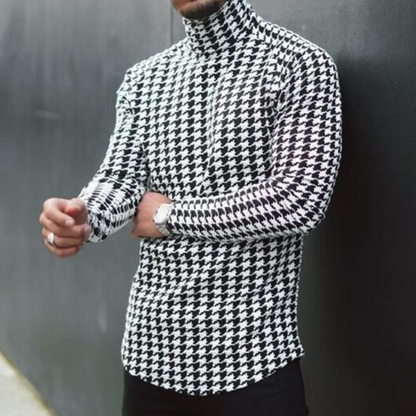 Men's high neck striped bottoming shirt